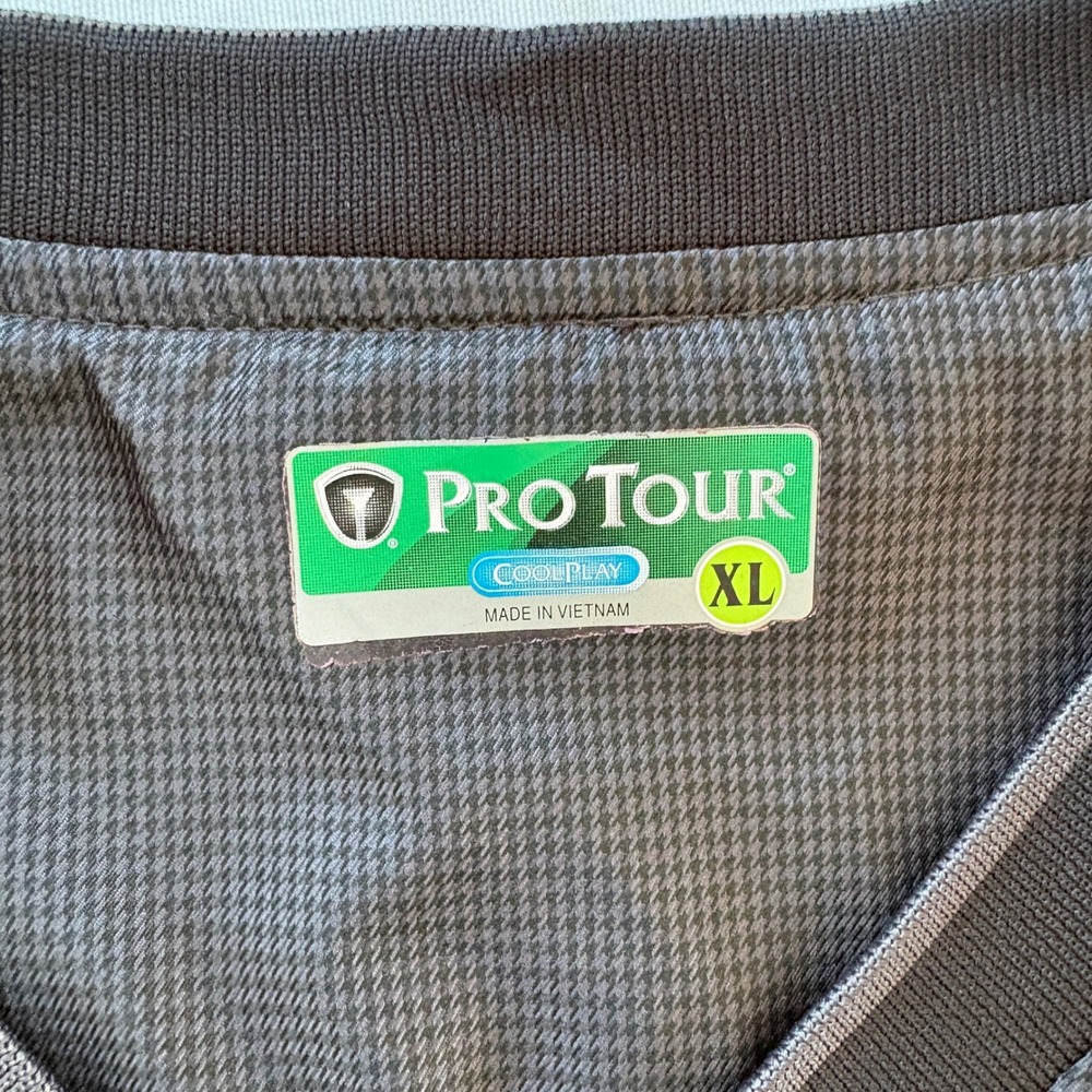 Pro Tour CoolPlay Mens XL Gray Houndstooth V-Neck Golf Windshirt Pullover Jacket - Picture 2 of 7